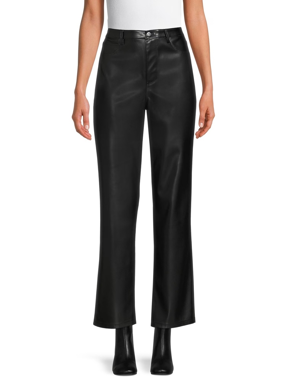 No Boundaries Faux Leather Flare Pants Size 12 Black High Rise Wide Leg